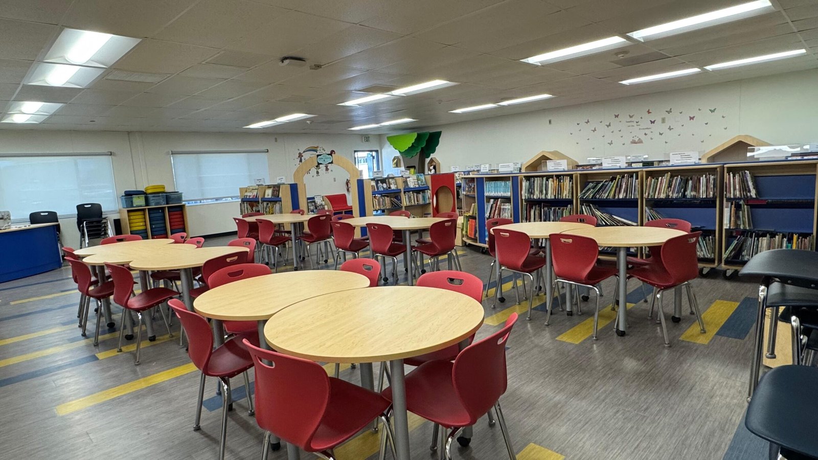 Completed school library furniture installation in Los Angeles